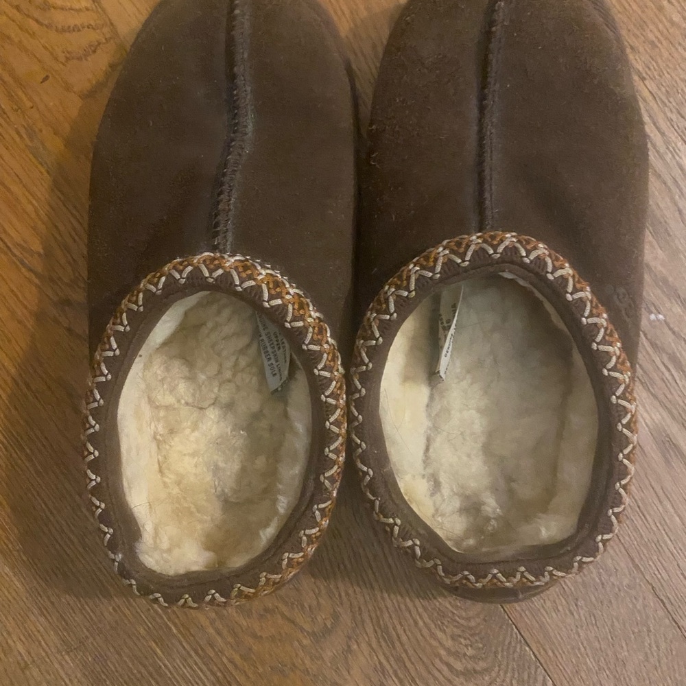 UGG Brown Suede Slippers with Cream Lining